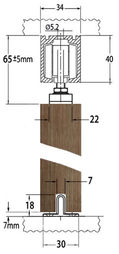 GEZE Perlan sliding door gear - cross section dimensions