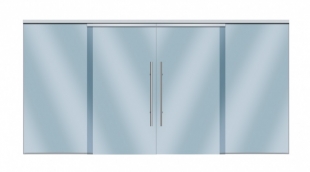 Compact-X Soft Brake Fixed Panel System for glass - 2 fixed panels, 2 sliding doors