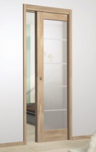 Wooden framed glass sliding door