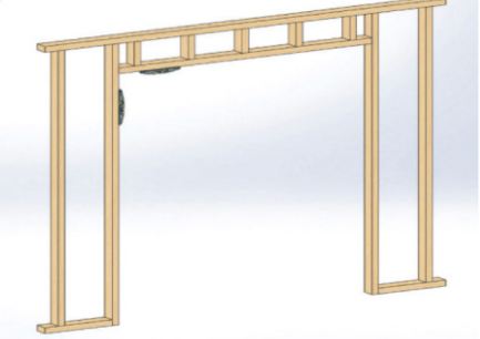 wooden studwork frame for doorway