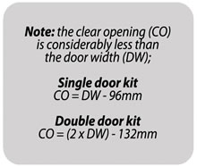 iMpero fire rated FD30 pocket door gear - clear opening size