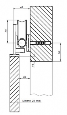 Projeto 150 designer sliding door gear - dimensions